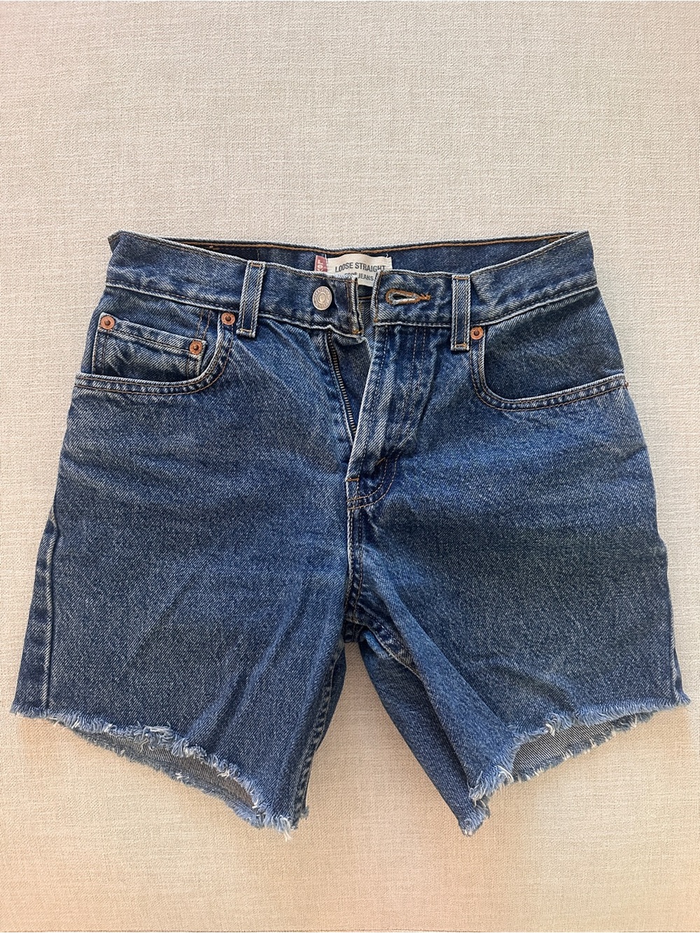 Levi's Mid Thigh Jean Shorts in Blue Wash